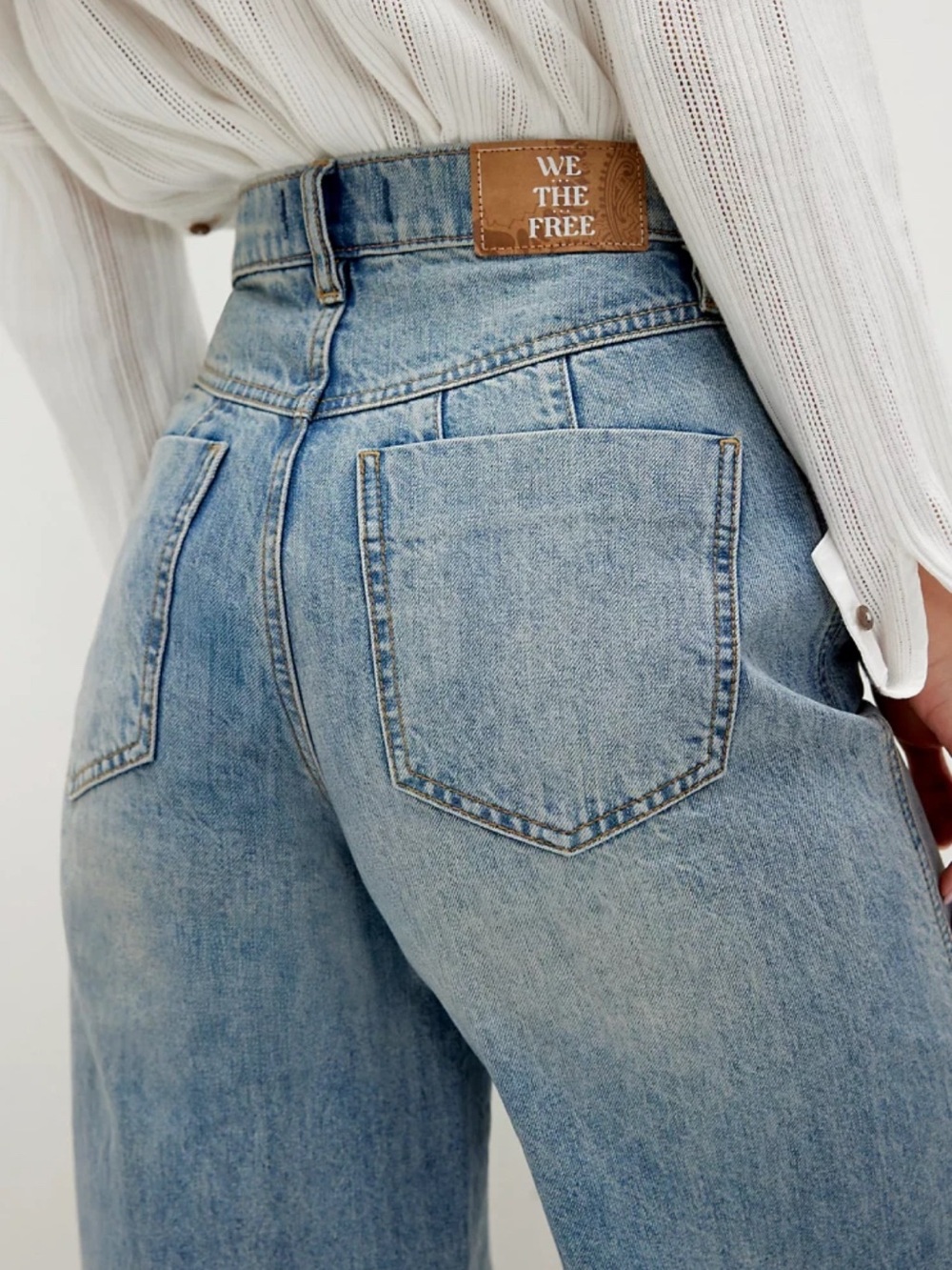 We The Free High-Rise Wide Leg Jeans - Light Blue Wash - Picture 4 of 12